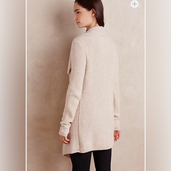 🔥HP🔥Anthropologie La Fee Verte Draped Front Boucle Cardigan Sweater – Tan – Sz M - Picture 4 of 15